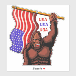 Patriotic Bigfoot Sasquatch USA Flag Aufkleber