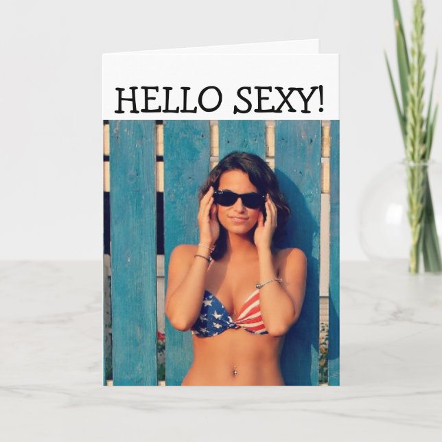 PATRIOTIC BIKINI MÄDCHENKARTE FEIERTAGSKARTE (Vorderseite)