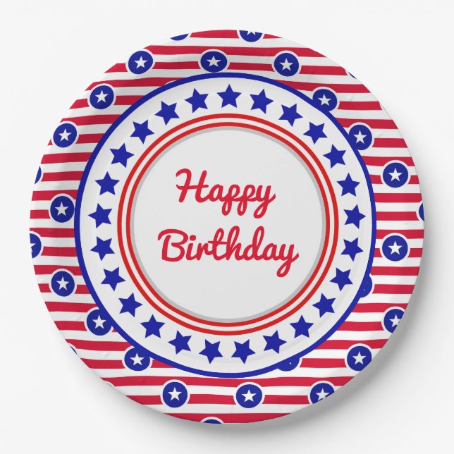 Patriotic Birthday Pappteller (Vorderseite)