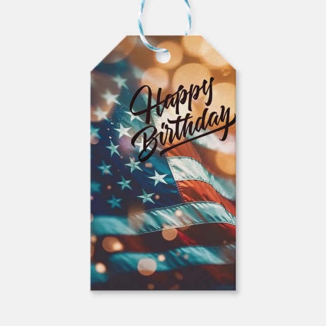 Patriotic Birthday Postcard Geschenkanhänger (Vorderseite)