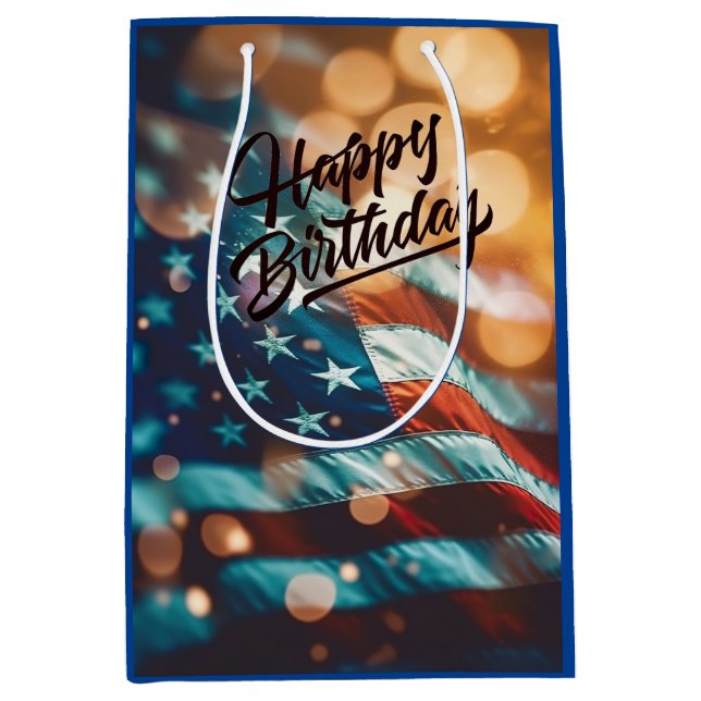 Patriotic Birthday Postcard Mittlere Geschenktüte (Vorderseite)
