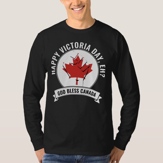 Patriotic Black HAPPY VICTORIA DAY, EH Canada Flag T-Shirt (Vorderseite)