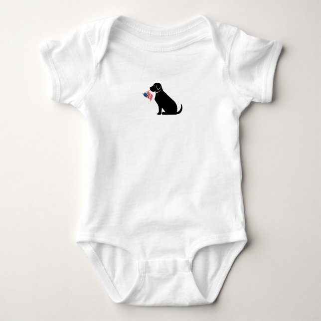 Patriotic Black Lab Silhouette American Flag Baby Strampler (Vorderseite)