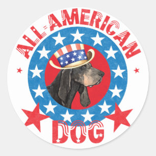 Patriotic Black und Tan Coonhound Runder Aufkleber