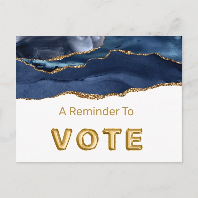 Patriotic Blue Gold Agate Vote Postkarte (Vorderseite)