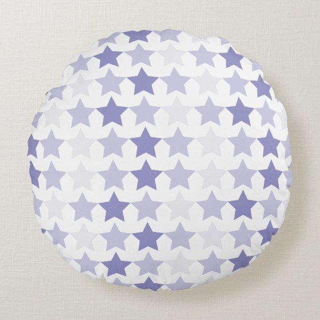 Patriotic Blue Ombre Stars Rundes Kissen (Vorderseite)