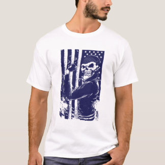 Patriotic Blue Rebel Skull Flag T-Shirt