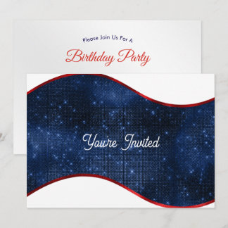 Patriotic Blue Wave Birthday Einladung