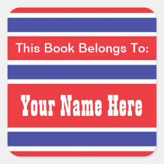 Patriotic Book Ownership Label Square Sticker