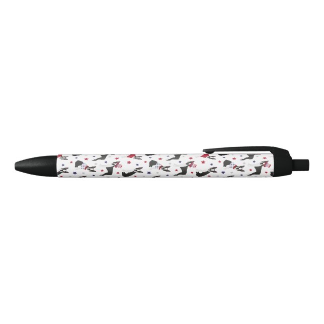 Patriotic Boston Terrier Dog Black Ink Pen Kugelschreiber (Oberseite)