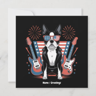 Patriotic Boston Terrier Dog Lover Design USA Flag Einladung
