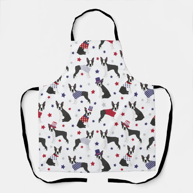 Patriotic Boston Terrier Dog Schürze (Vorderseite)