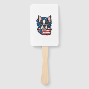 Patriotic Boston Terrier Doppy Puppy American Flag Fächer