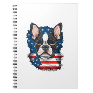 Patriotic Boston Terrier Doppy Puppy American Flag Notizblock