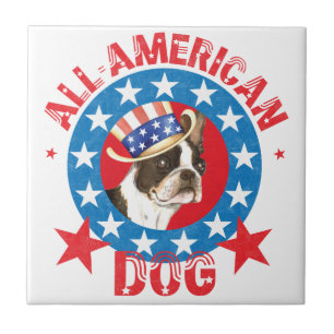 Patriotic Boston Terrier Fliese