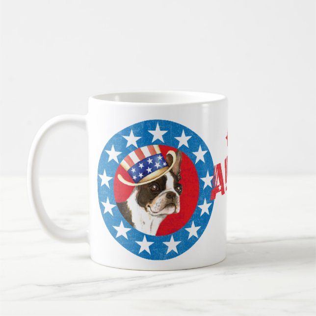 Patriotic Boston Terrier Kaffeetasse (Links)