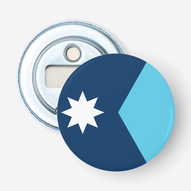 Patriotic bottle opener with Flag of Minnesota, US Flaschenöffner (Vorderseite)