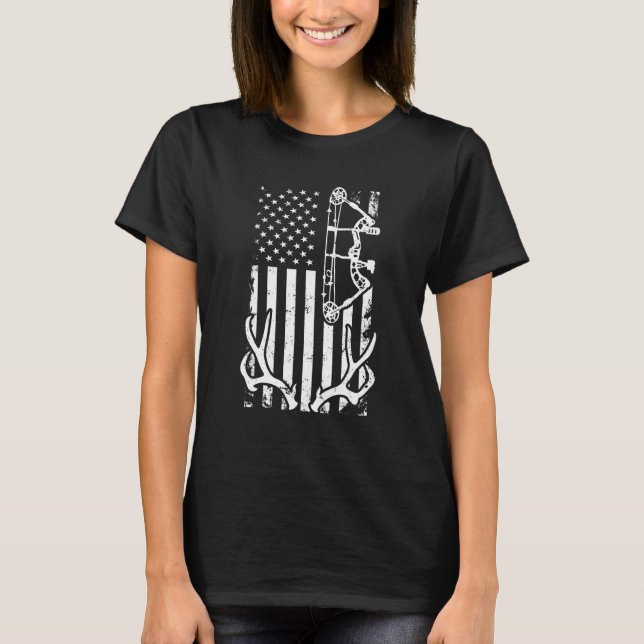 Patriotic Bowhunting Bow Hunter Deer Jagd Ameri T-Shirt (Vorderseite)