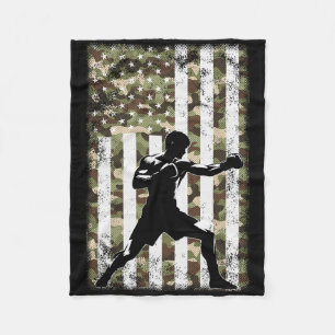 Patriotic Boxer Fighter Camouflage USA Flag 4. Jul Fleecedecke