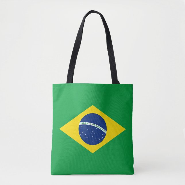 Patriotic Brazil Flag Tote Bag Tasche (Vorderseite)