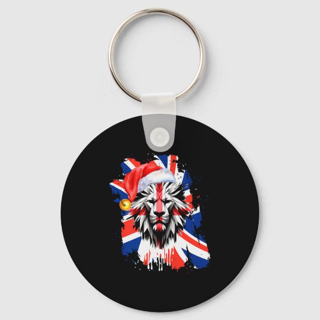 Patriotic British Christmas Uk English Flag Premiu Schlüsselanhänger (Vorderseite)