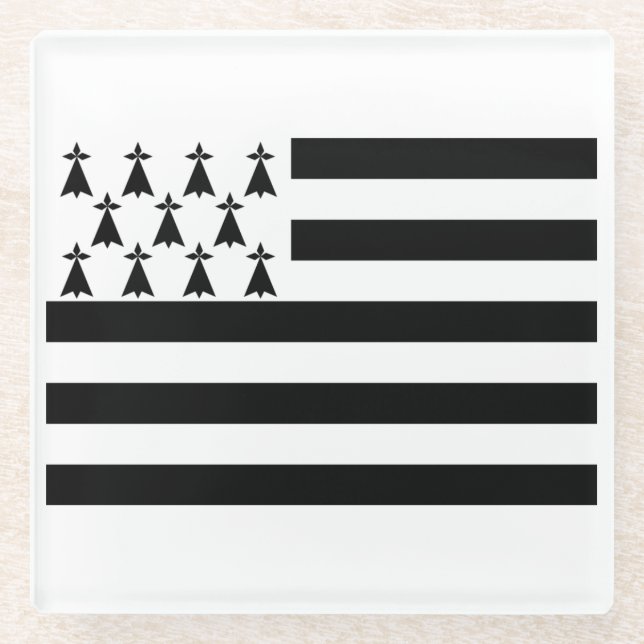 Patriotic Brittany Flag Glass Untersetzer (Vorderseite)