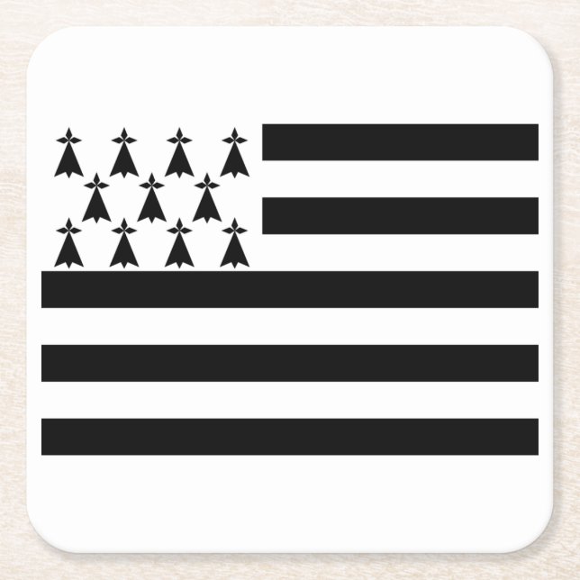 Patriotic Brittany Flag Square Paper Untersetzer (Vorderseite)