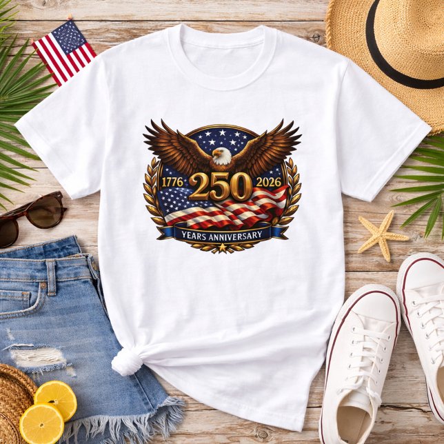 Patriotic Bronze 250th Anniversary Emblem T-Shirt (Von Creator hochgeladen)