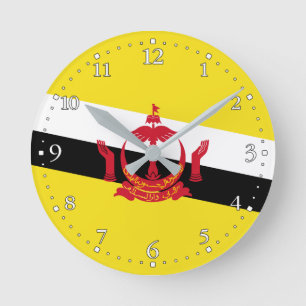 Patriotic Brunei Flag Round Clock Runde Wanduhr