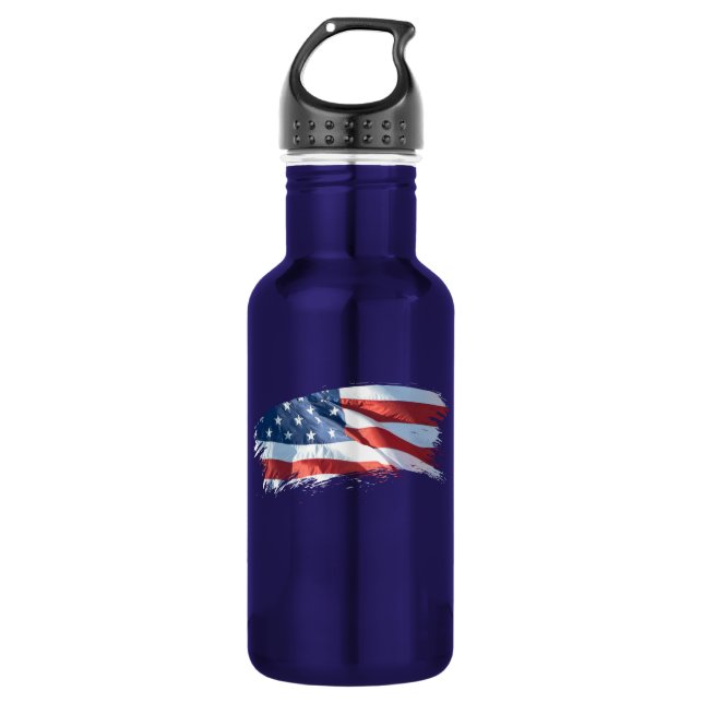 Patriotic Brush Stroke American Flag Edelstahlflasche (Vorderseite)