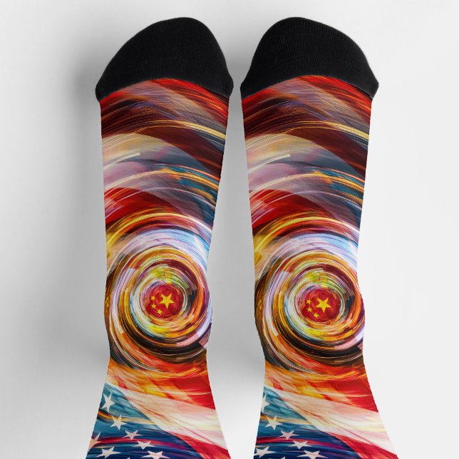 Patriotic Brushstroke Fusion Socks Socken ("Where bold color meets global flair")