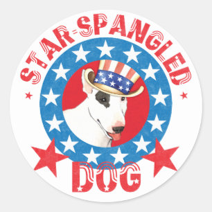 Patriotic Bull Terrier Runder Aufkleber