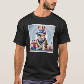 Patriotic Bulldog Design - Feiern Sie den Amerika- T-Shirt