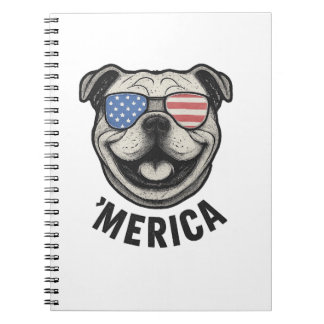 Patriotic Bulldog 'MERICA � USA Flag Sunglasses De Notizblock