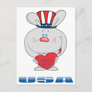 Patriotic Bunny Postkarte