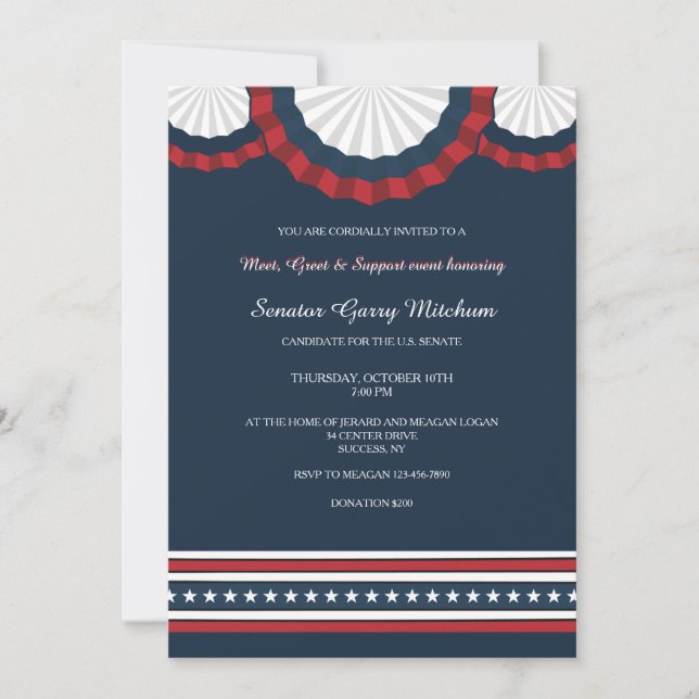 Patriotic Bunting Fundraising-Einladung Einladung (Vorderseite)