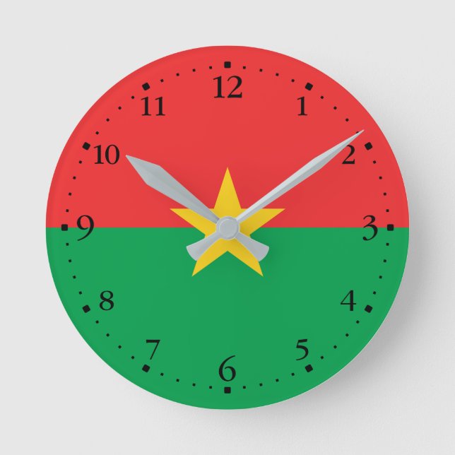 Patriotic Burkina Faso Flag Runde Wanduhr (Vorderseite)