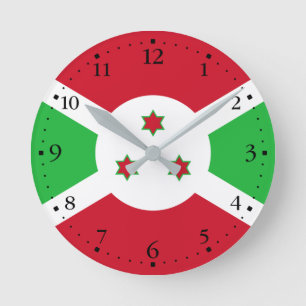 Patriotic Burundi Flag Runde Wanduhr