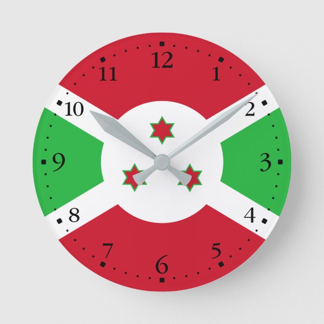 Patriotic Burundi Flag Runde Wanduhr (Vorderseite)