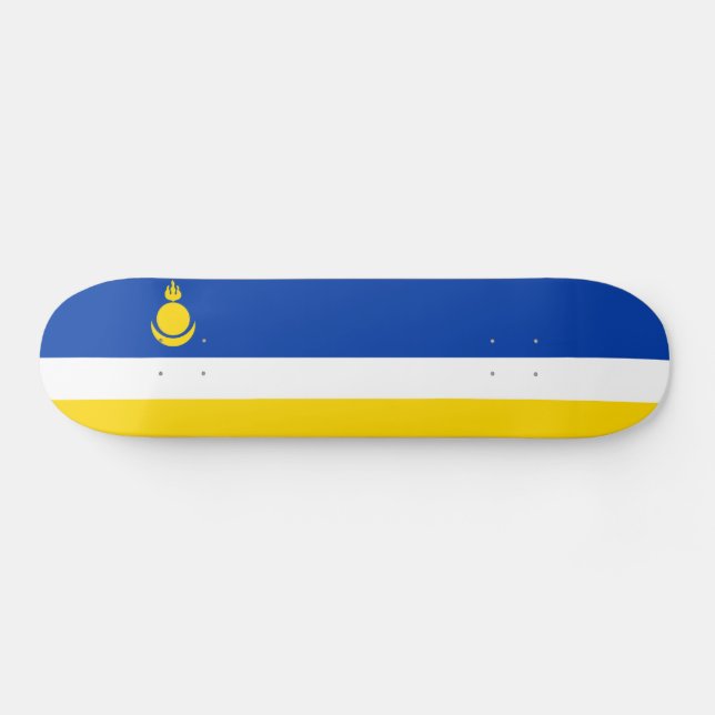Patriotic Buryatia Flag Skateboard (Horizontal)
