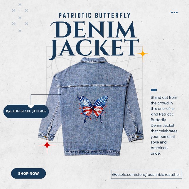 Patriotic Butterfly Denim Jacket Jeansjacke (Von Creator hochgeladen)