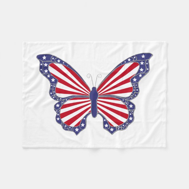 Patriotic Butterfly Fleece Blanket (Vorderseite (Horizontal))