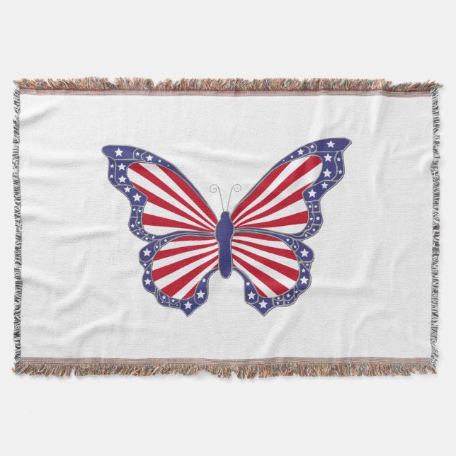 Patriotic Butterfly Throw Blanket Decke (Vorderseite)