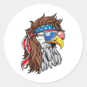 Patriotic Byld Eagle Mullet Usa American Flag 4. Runder Aufkleber