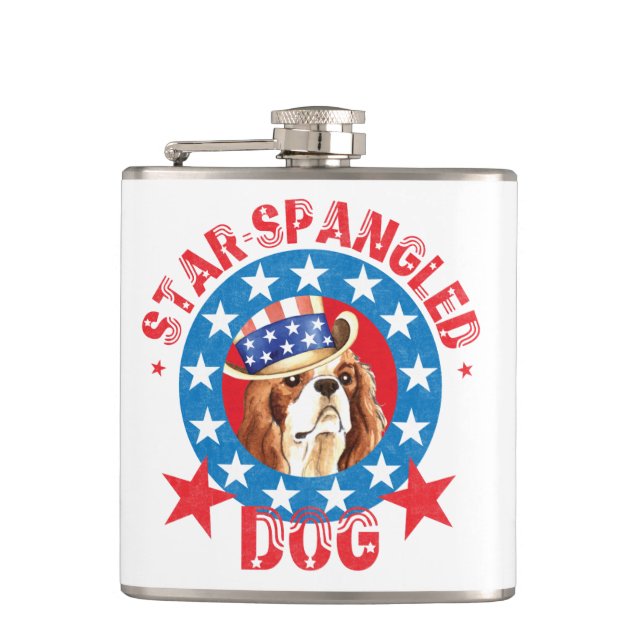 Patriotic Cavalier King Charles Spaniel Flachmann (Vorderseite)