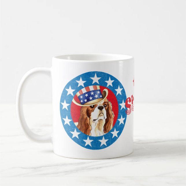Patriotic Cavalier King Charles Spaniel Kaffeetasse (Links)
