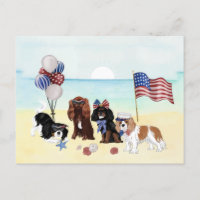 Patriotic Cavalier King Charles Spaniels Beach