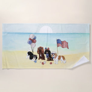 Patriotic Cavalier King Charles Spaniels Strandtuch