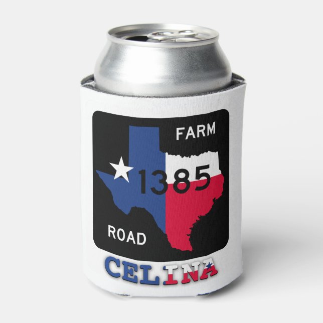 Patriotic Celina, TX & Texas Longhorn Can Cooler Dosenkühler (Kanne Vorderseite)
