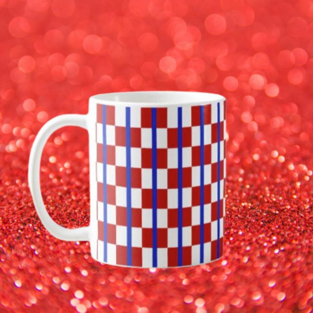 Patriotic Checker Stripe Classic Mug Kaffeetasse (Von Creator hochgeladen)